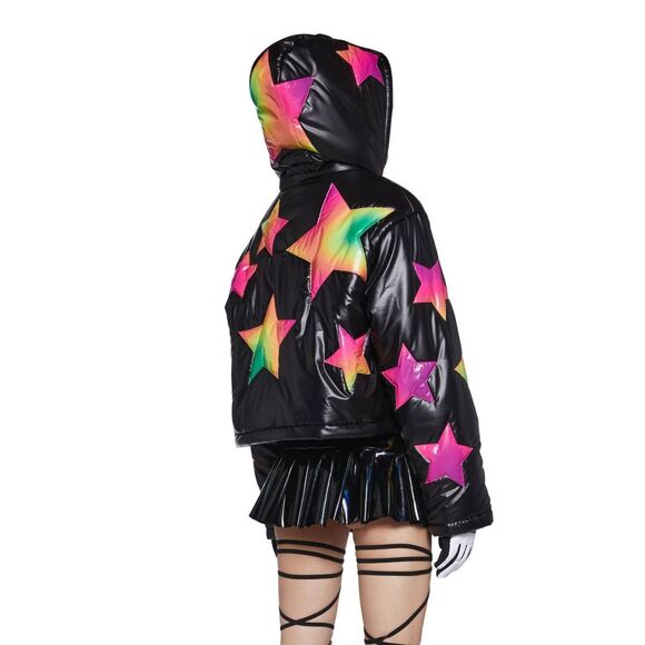 Club Exx Vinyl Ombre Star Puffer Jacket - Picture 6 of 15